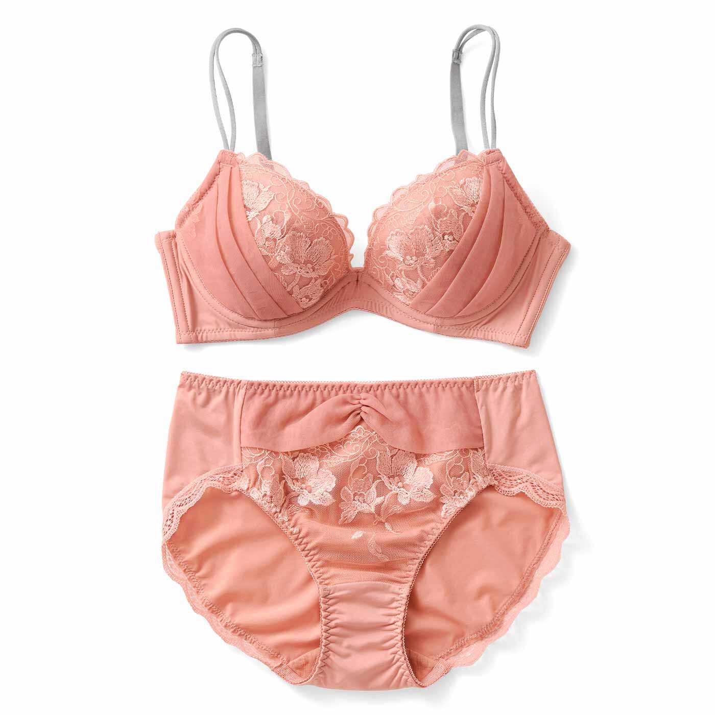 WEB限定お買い得商品|おしゃれなのに透けにくい 肌に溶け込む絶妙カラー 洗練印象ブラ＆ショーツ〈アプリコット〉|〈アプリコット〉