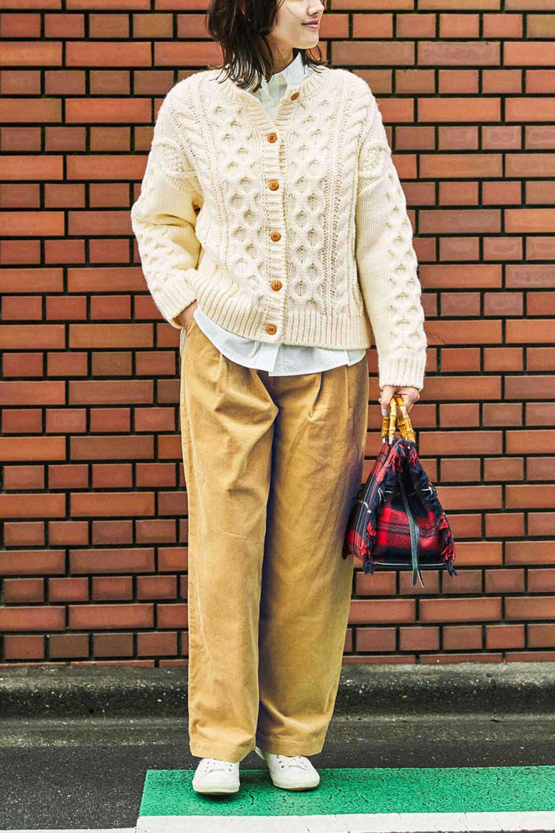 Real Stock|THREE FIFTY STANDARD　ケーブルニットカーディガン〈アイボリー〉