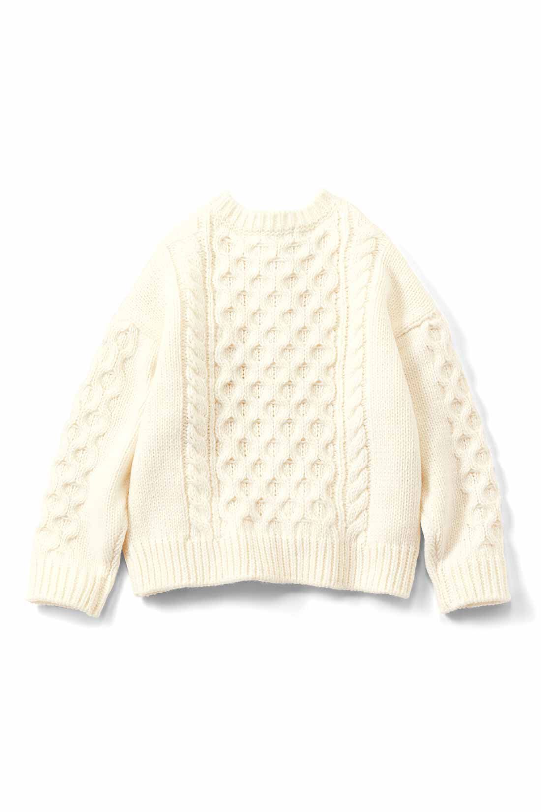 Real Stock|THREE FIFTY STANDARD　ケーブルニットカーディガン〈アイボリー〉|BACK