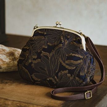 Real Stock | ｅｌ播州織ジャカードがま口バッグ〈瑠璃紺色〉