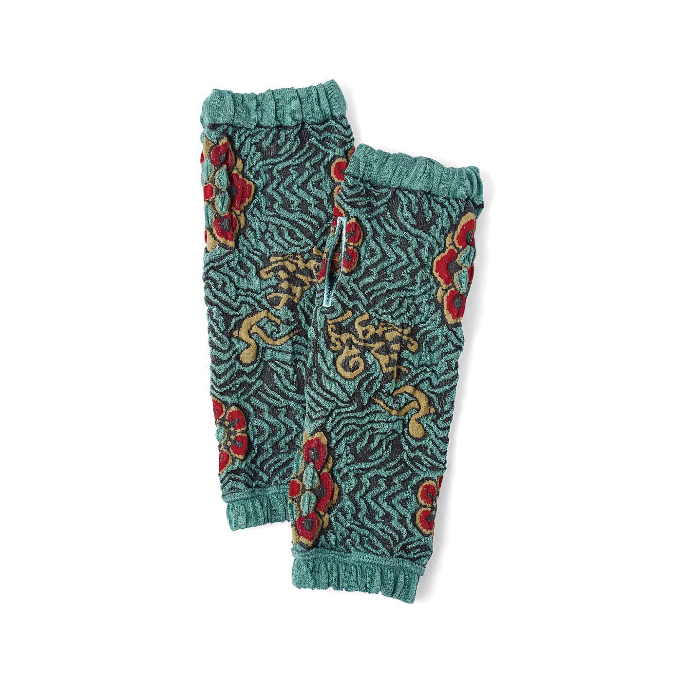 Real Stock|正倉院展×ミュージアム部　正倉院に伝わった空想の花　唐花文ハンドウォーマー|3：緑地花鳥獣文錦（みどりじかちょうじゅうもんにしき）