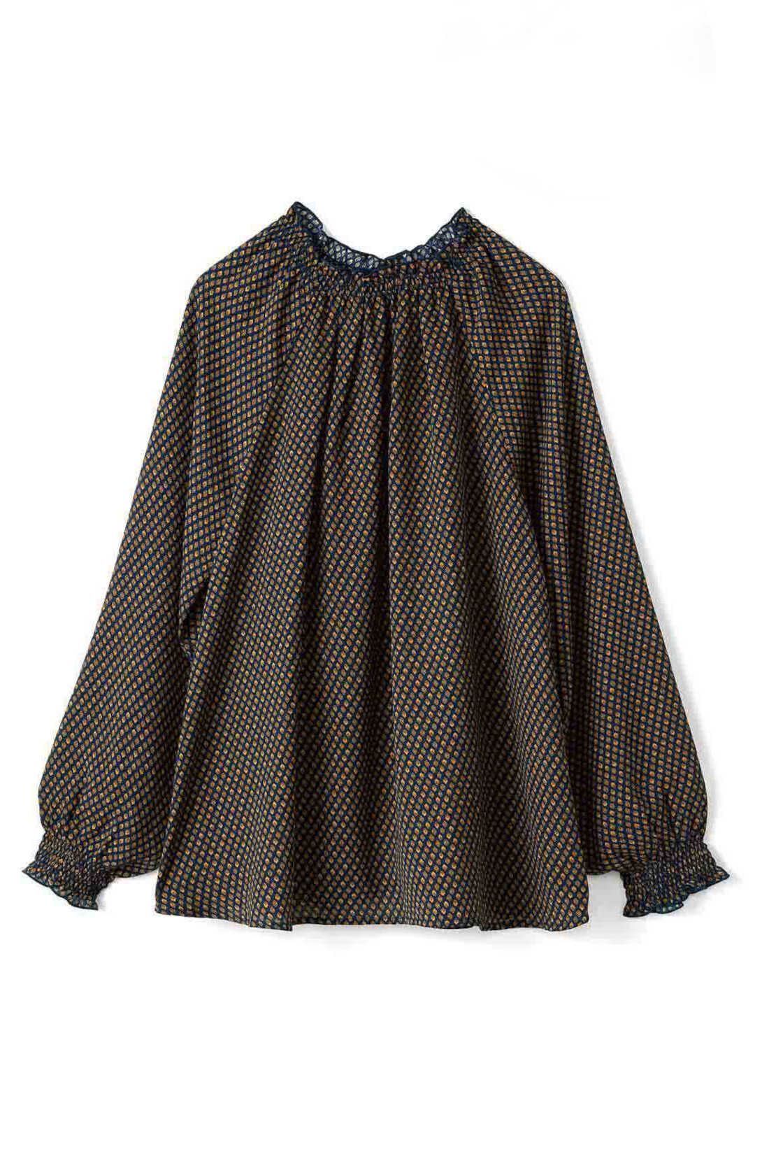 Real Stock|IEDIT[イディット]　上品プリントが着映える 落ち感がきれいなリラクシーシルエットプルオーバーブラウス〈ブラウン〉|ブラウン