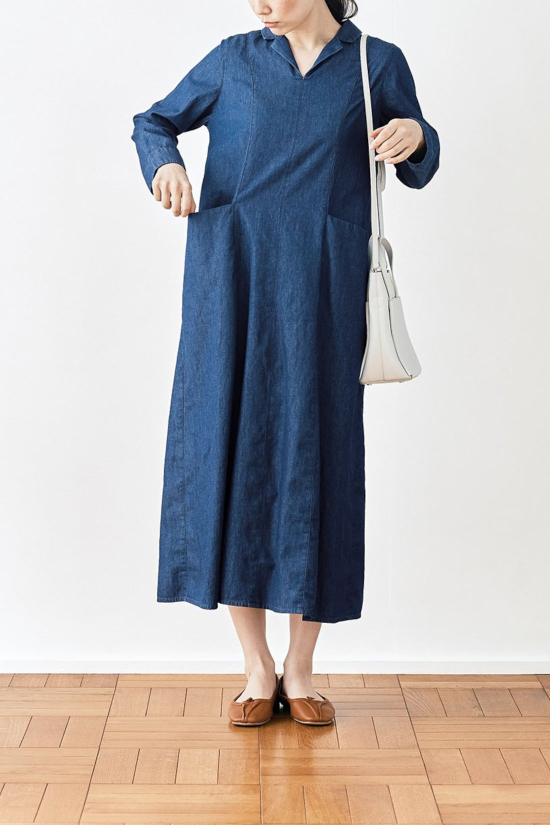 Real Stock|and myera ジップアップデニムワンピース