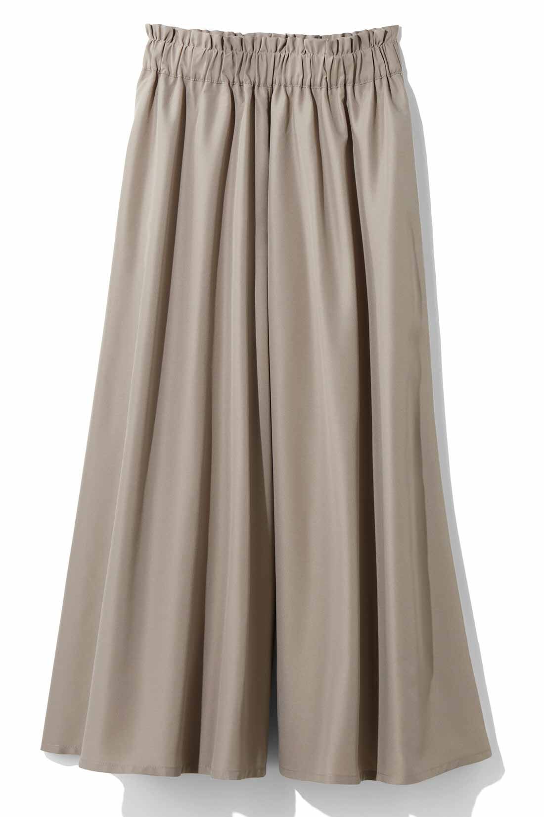 Real Stock|IEDIT[イディット]　Viva！ 美映え！ たっぷりシルエットのきれいめ布はくスカート見えキュロット〈カーキ〉|カーキ