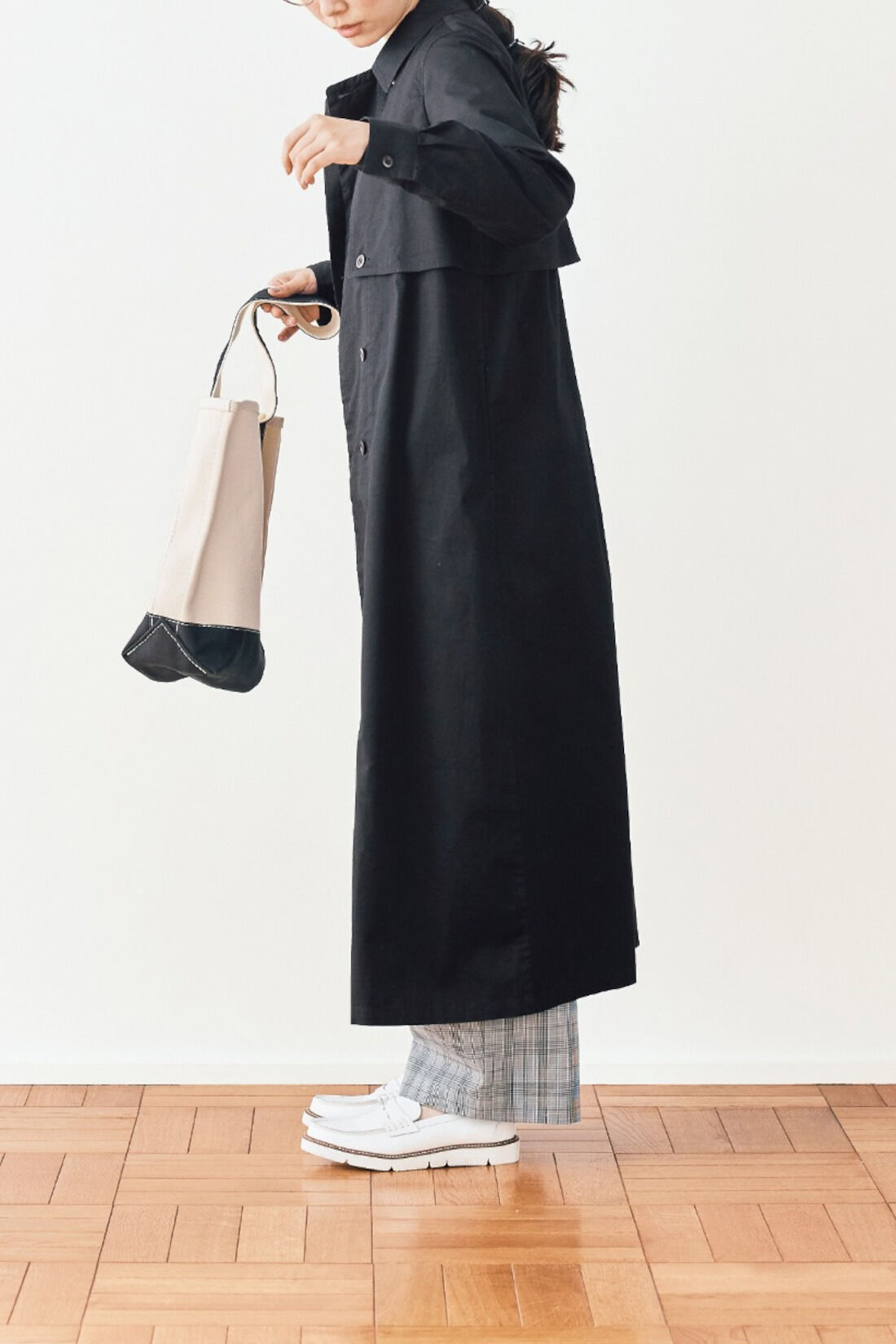 Real Stock|and myera トレンチコートワンピース〈黒〉