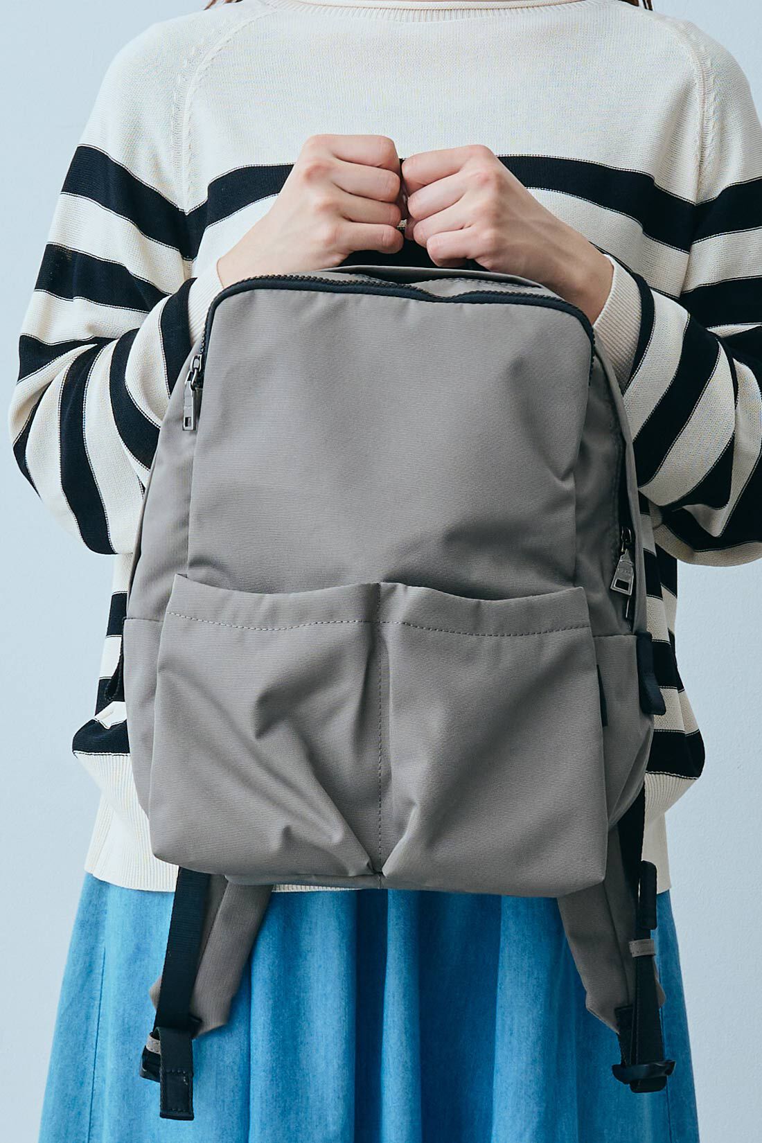 Real Stock|IEDIT[イディット] SELECT　Y&rsquo;SACCS vous et　フロントポケットリュック|3：グレージュ