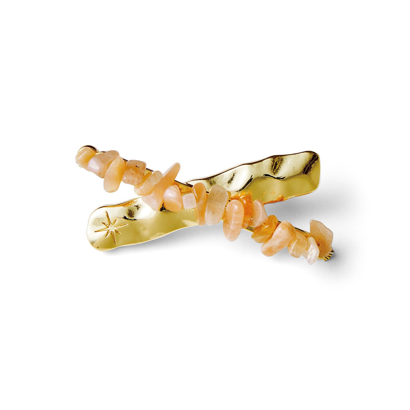 Real Stock|UP.de　天然石でジュエリーみたいに華やぎを添える　重ねづけ風アクセントクリップ|〈2:オレンジアベンチュリン〉調和・ぬくもり・心の安定