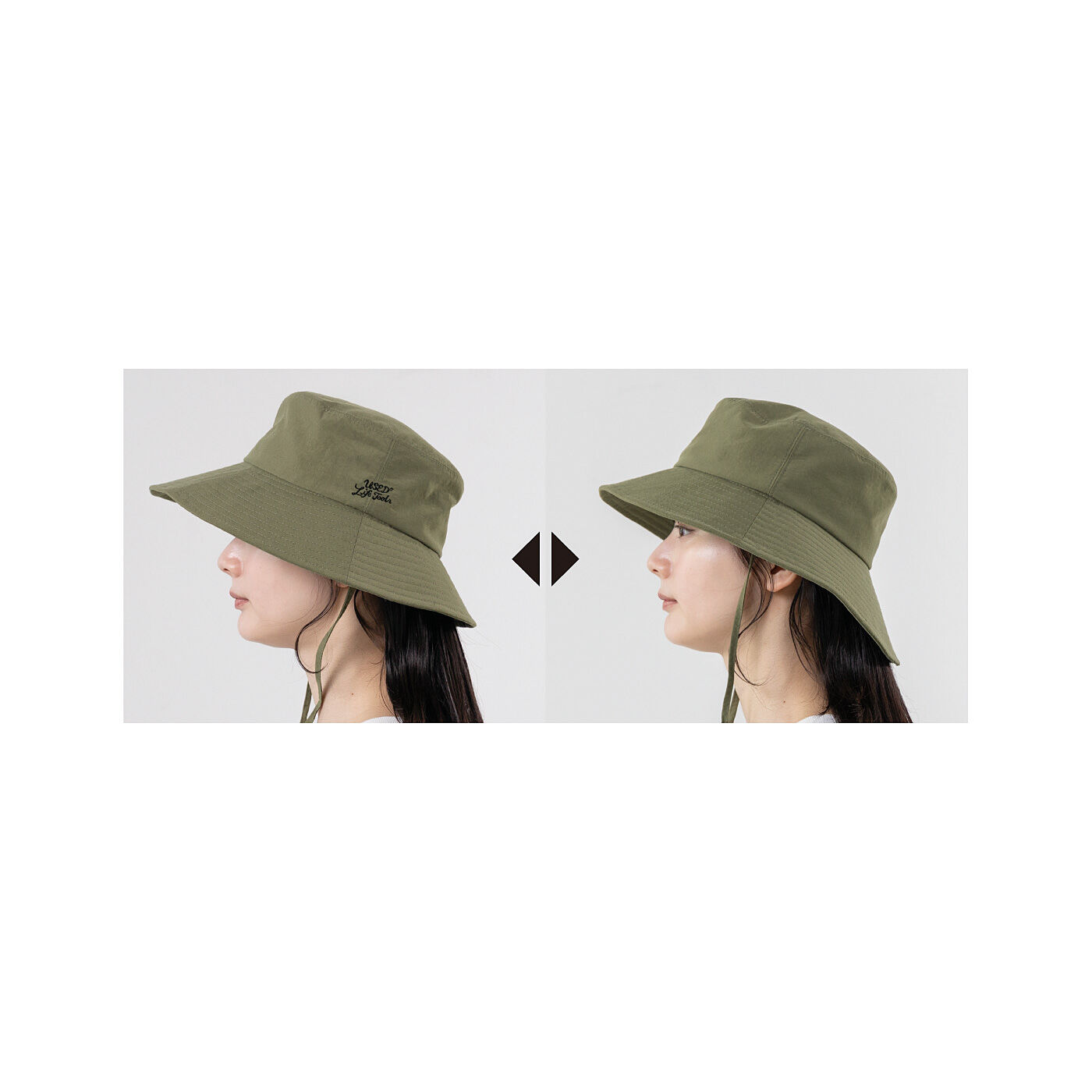 Real Stock|前後で２通りのシルエット　コンパクトにたためる　UVカット＆はっ水のよくばりハット|前後差のある２-WAYだから、首や顔など、日焼けが気になるシーンに合わせて使い分けて。