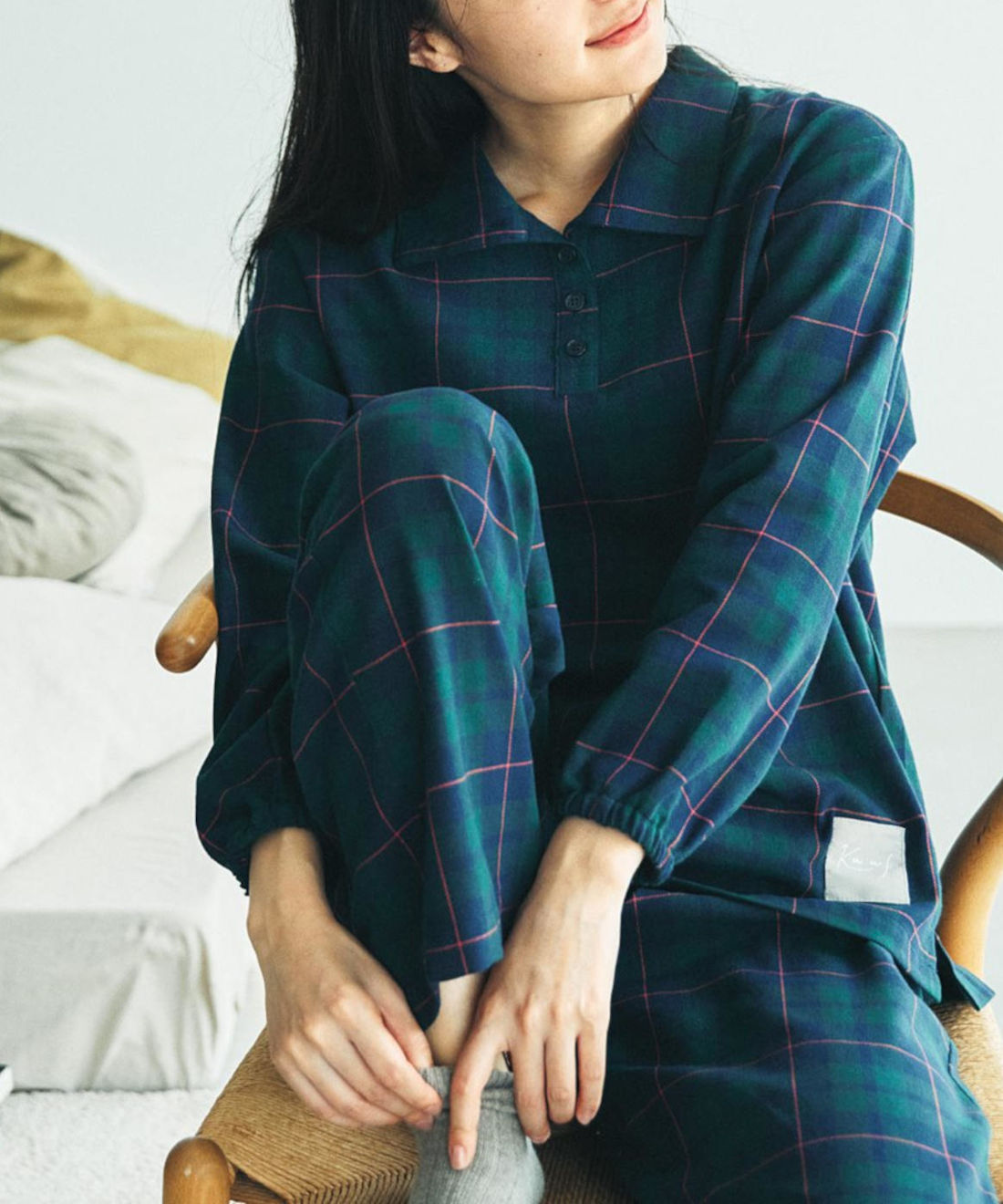 Real Stock|クーフゥ　首もと２-ｗａｙ＆おなかもすっぽり　安心感に包まれるコットン１００％パジャマ(3L)