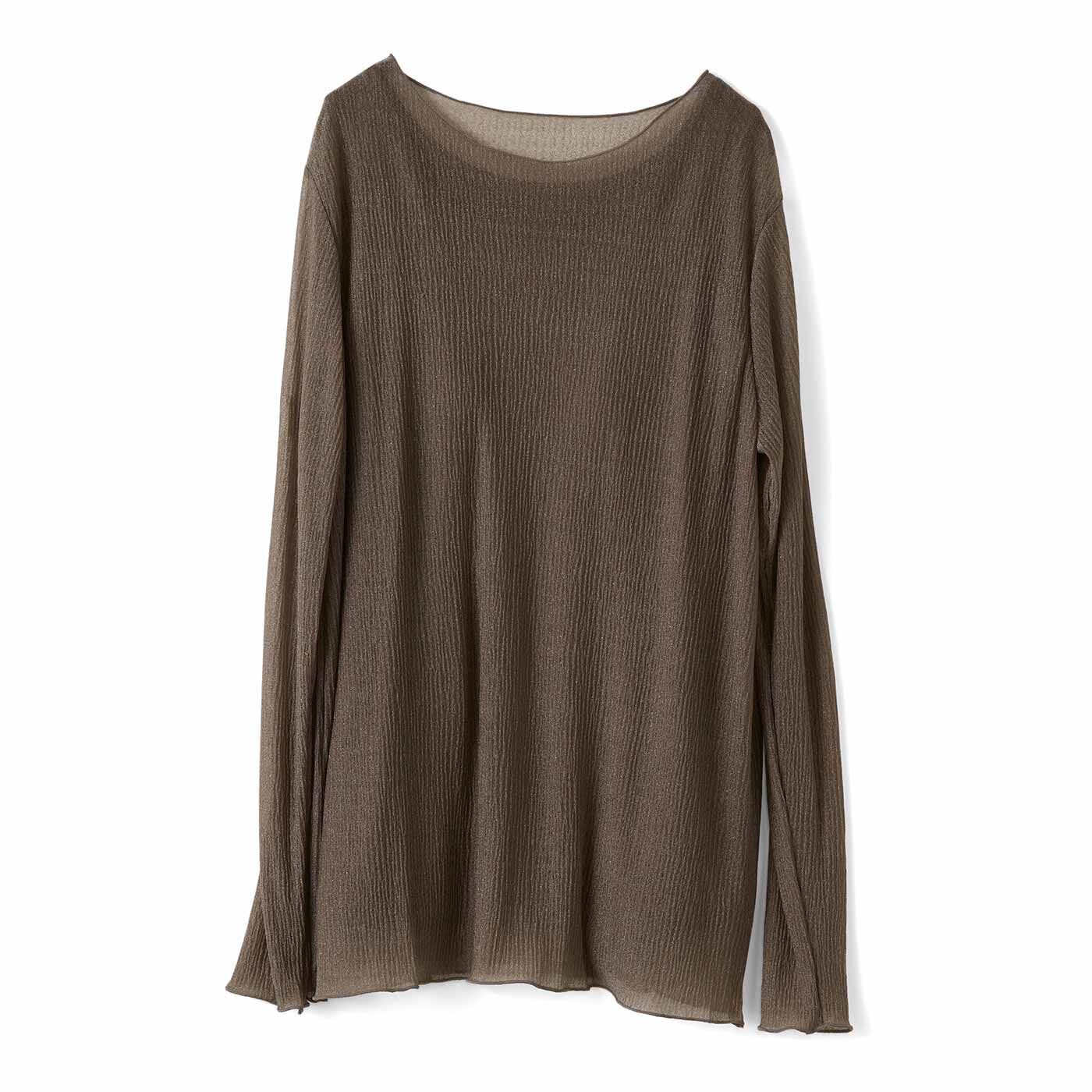 Real Stock|陽射（ひざ）しが織りなす陰影 コーデがこなれるシアートップス＆ブラインナーセット〈グレー×オリーブ〉|お届けするカラーとは異なります。