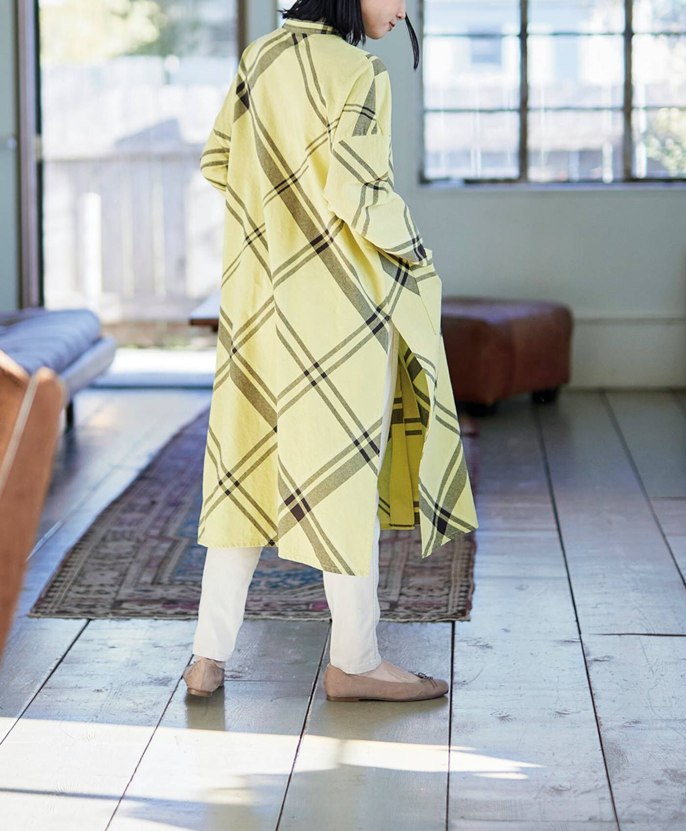 Real Stock|サニークラウズ ドデカいチェックの切り込みチュニック〈レディース〉