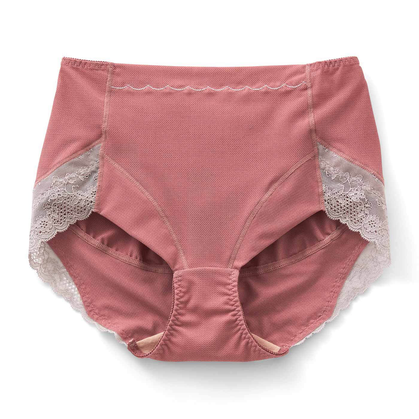 Real Stock|さらっとヌーディー お尻流れガード立体ショーツ〈3L～6L/吸汗速乾〉〈ローズ〉|〈ローズ〉