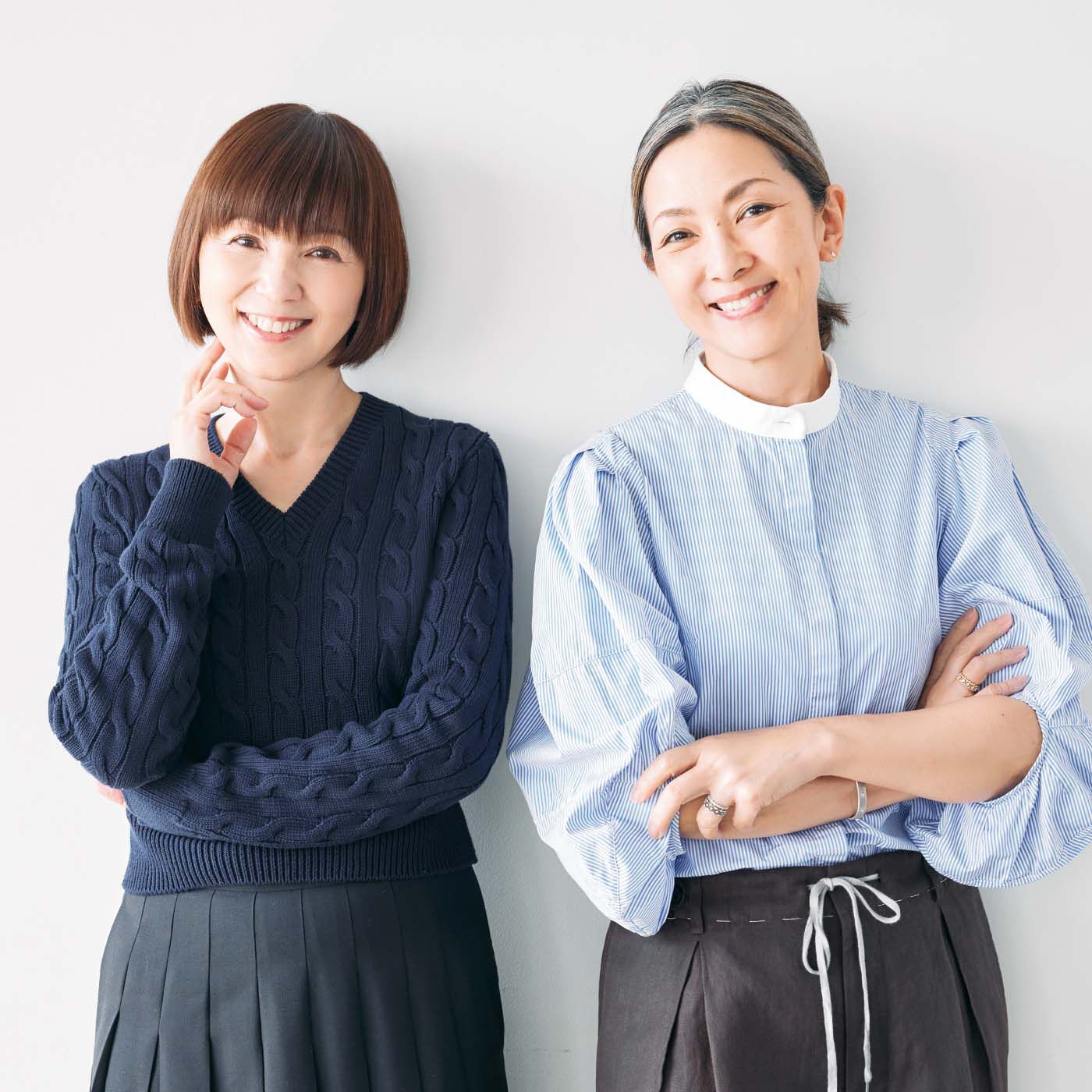 Real Stock|大人の女史会&times;frauglatt　すそダブル仕上げ風で好バランス 伸びやかチェックパンツ〈チャコールブラウン〉|＼50代からの人生を楽しもう！／『大人の女史会』の渡辺満里奈さん、松本孝美さん