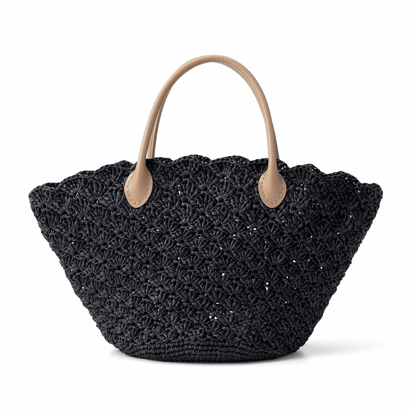 Real Stock|軽くて丈夫なマニラヘンプヤーンで編む かぎ針編みバッグ|タイプ1：マルシェバッグ　できあがりサイズ：縦約20cm（持ち手含まず）、横約41cm