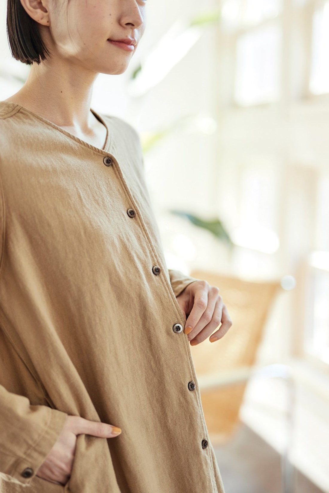 Sunny clouds so-co|サニークラウズ 綿麻切り込みチュニック〈レディース〉ベージュ