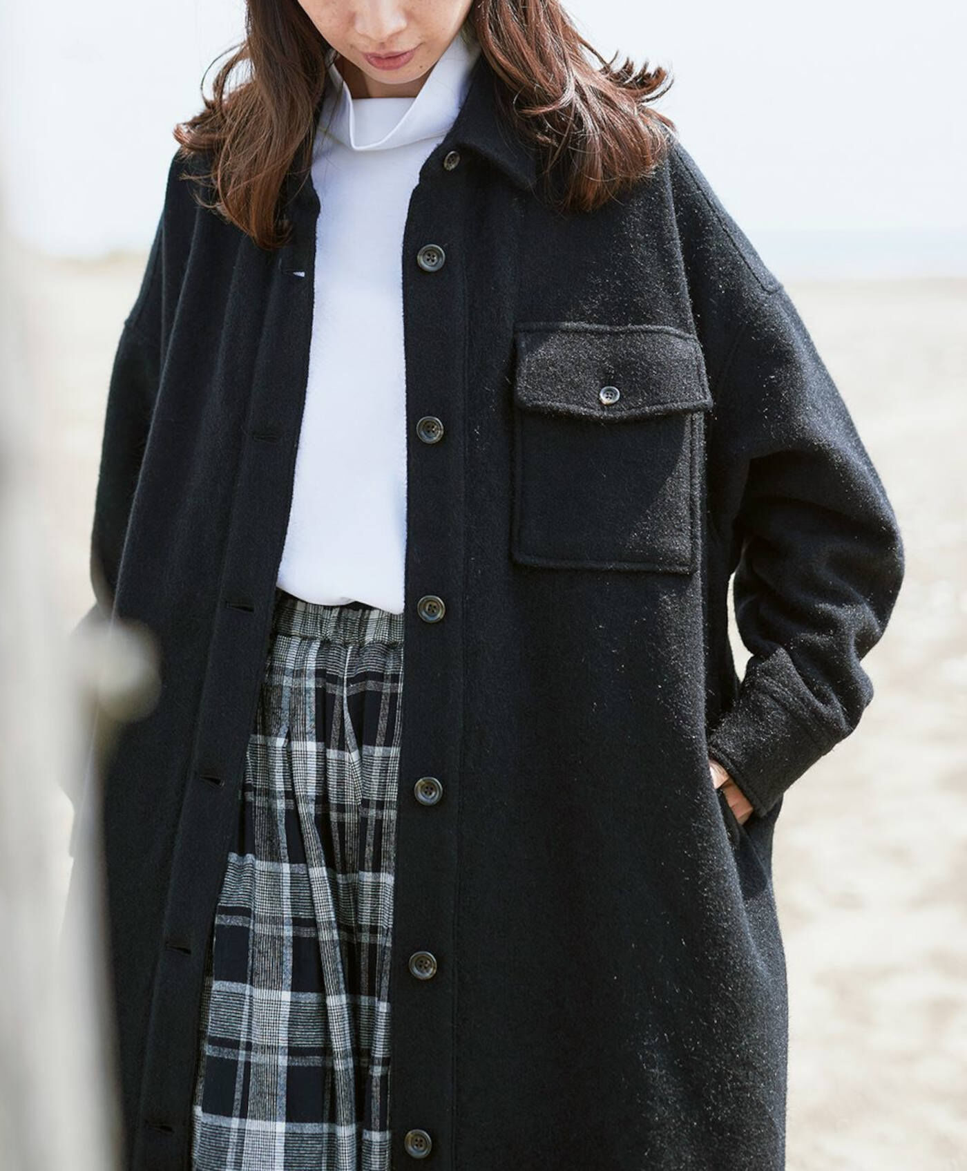 Sunny clouds so-co|サニークラウズ 贅沢カットソータートル〈レディース〉〈白〉