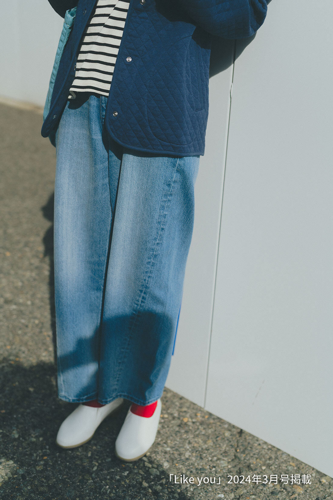 IEDIT|キルティングカットソージャケット〈ＮＶ〉リブインとはまじやわらかシューティ〈ＷＨ〉リブインのコーディネート