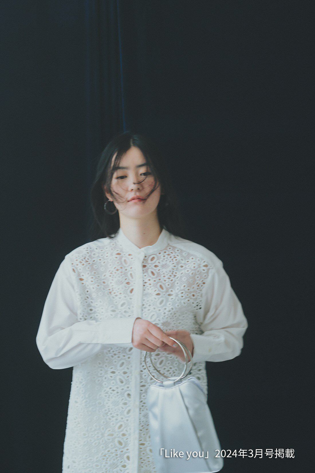 Live in  comfort|バンドカラーレースコンビシャツ〈ホワイト〉のコーディネート