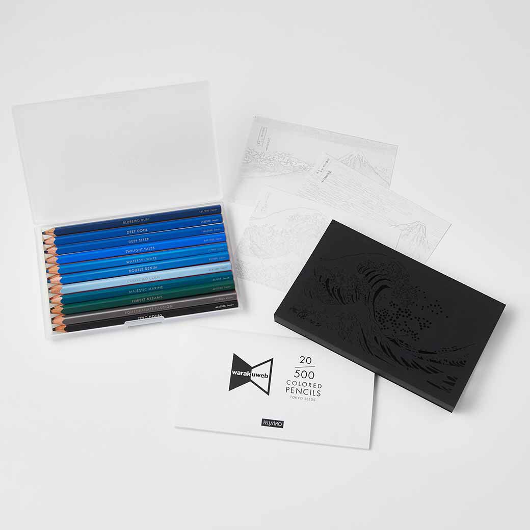 MonthlyBOX|江戸をぬりつぶせ！HOKUSAI色えんぴつ【20/500 COLORED PENCILS】葛飾北斎カラー|●お届けセット