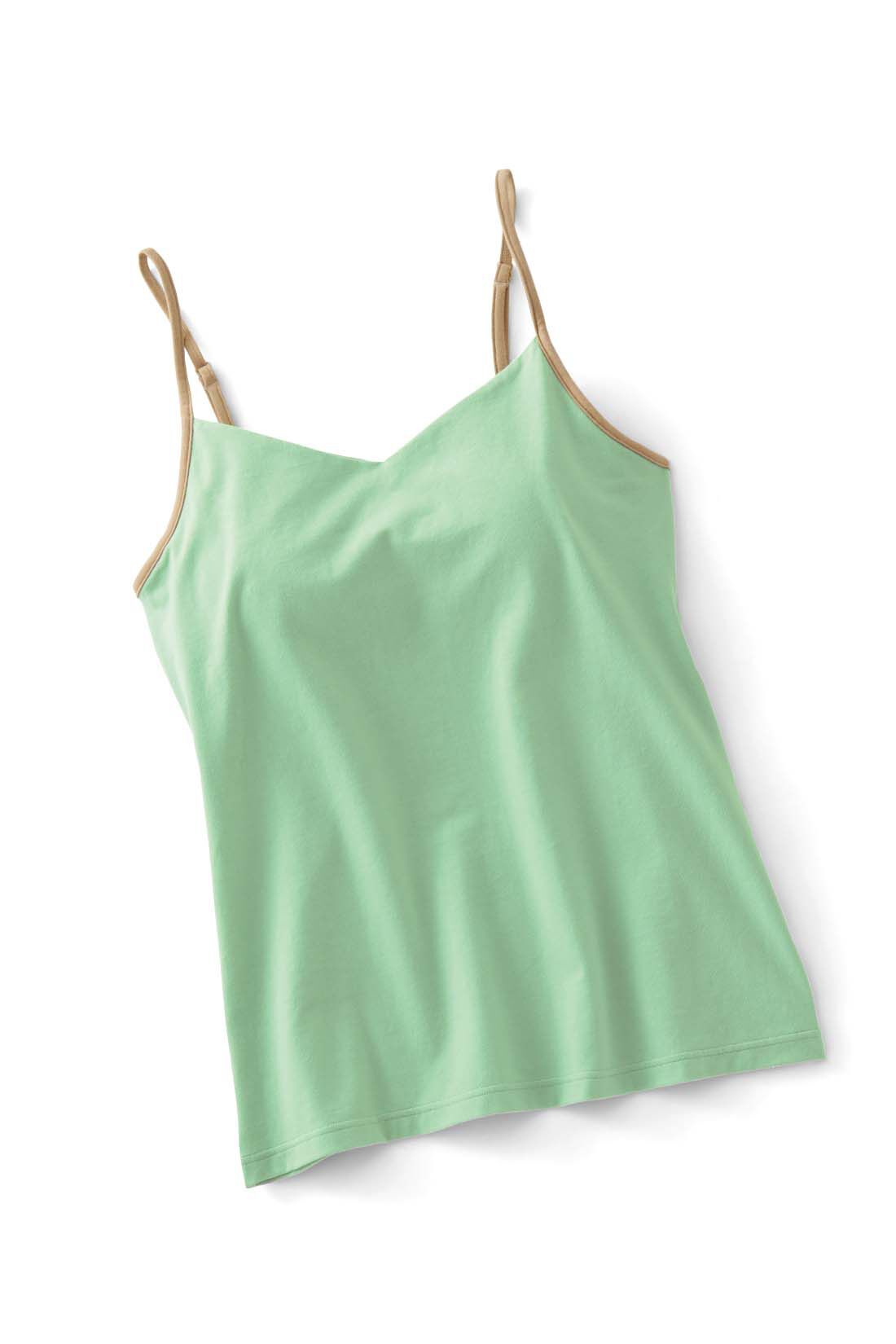 フェリシモコレクション|やさしいつけ心地 お肌にうれしい綿混素材のゆるブラキャミソール|グリーン