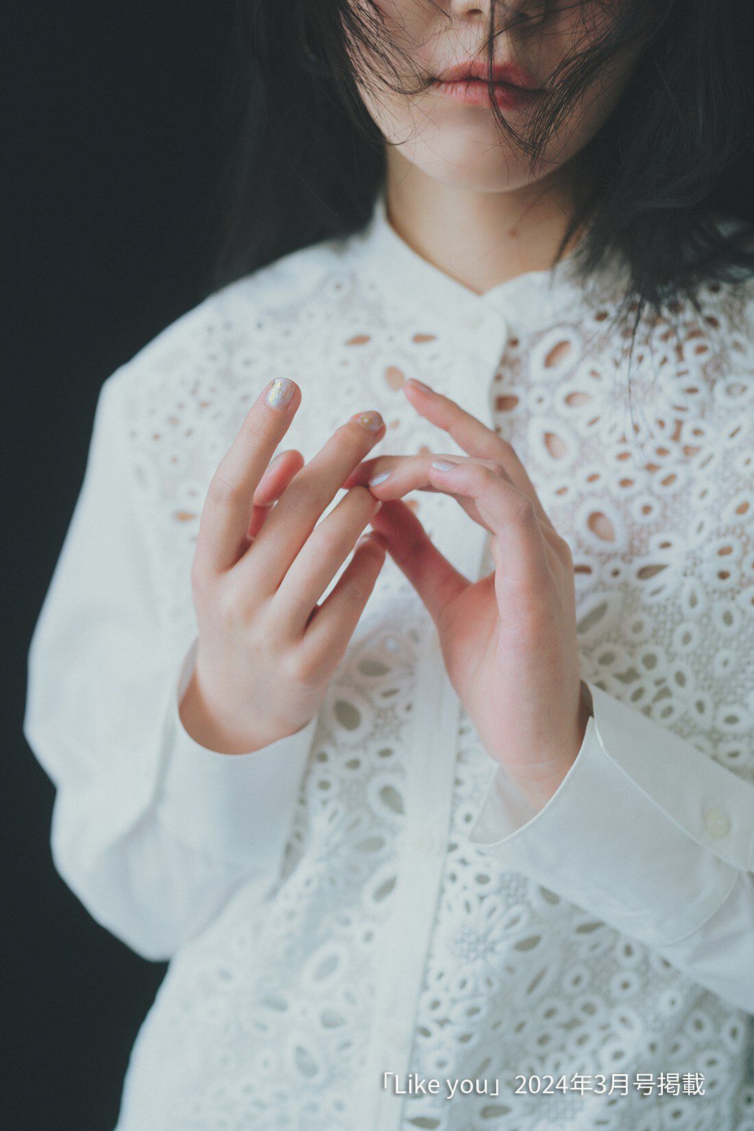 Live in  comfort|バンドカラーレースコンビシャツ〈ホワイト〉のコーディネート