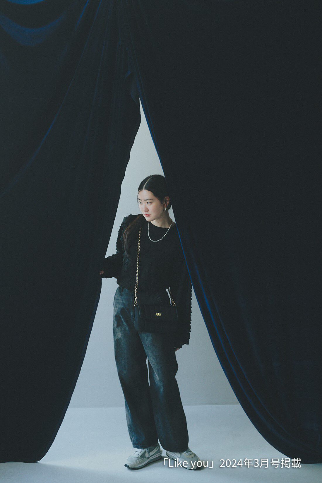 IEDIT|シープスキン遣い キルティング チェーン バッグ〈黒〉のコーディネート