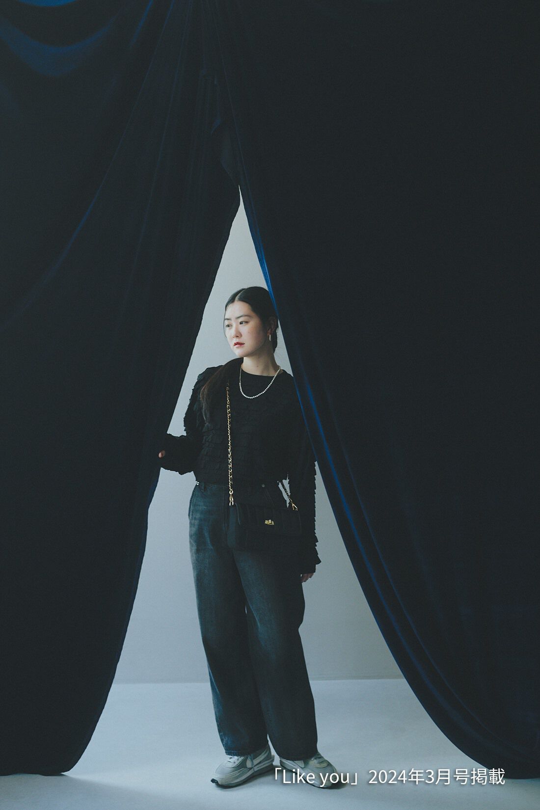 IEDIT|シープスキン遣い キルティング チェーン バッグ〈黒〉のコーディネート