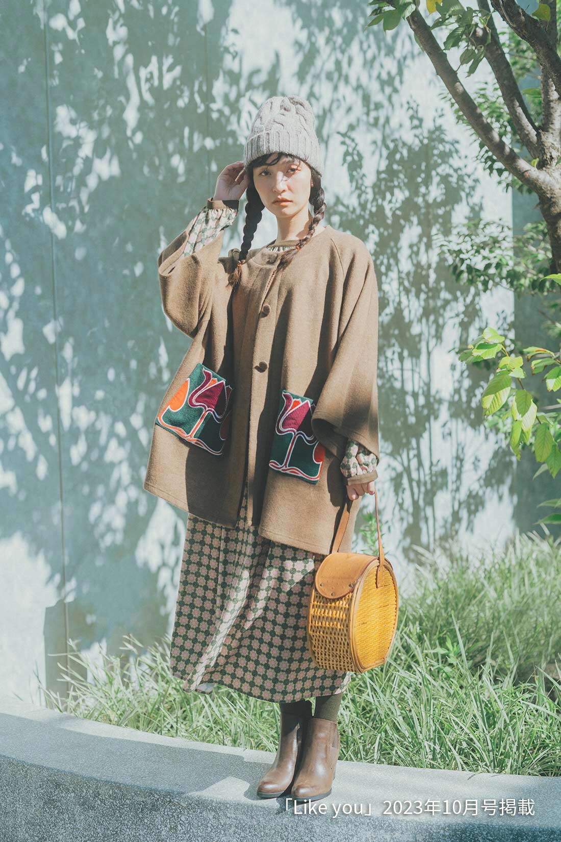 シロップ．|マジョリカタイルアップリケポンチョのコーディネート