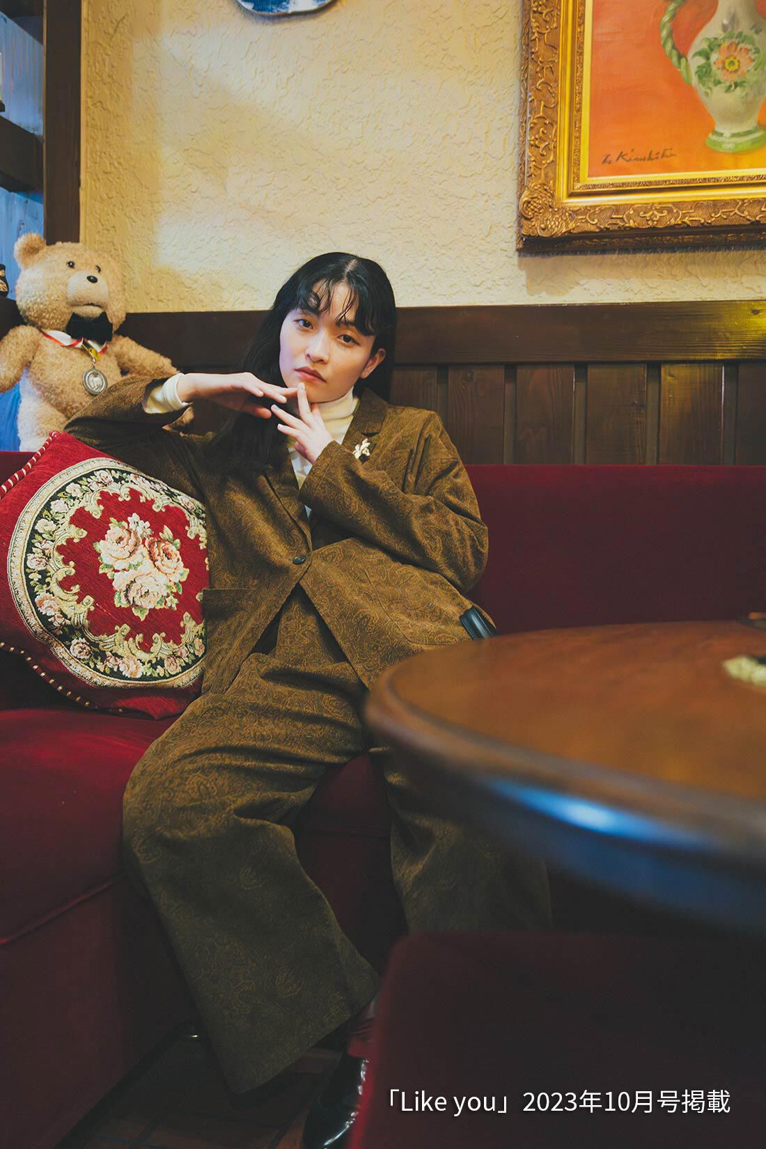 THREE FIFTY STANDARD|ペイズリー柄の細コールパンツＢＲ　ＴＦＳのコーディネート