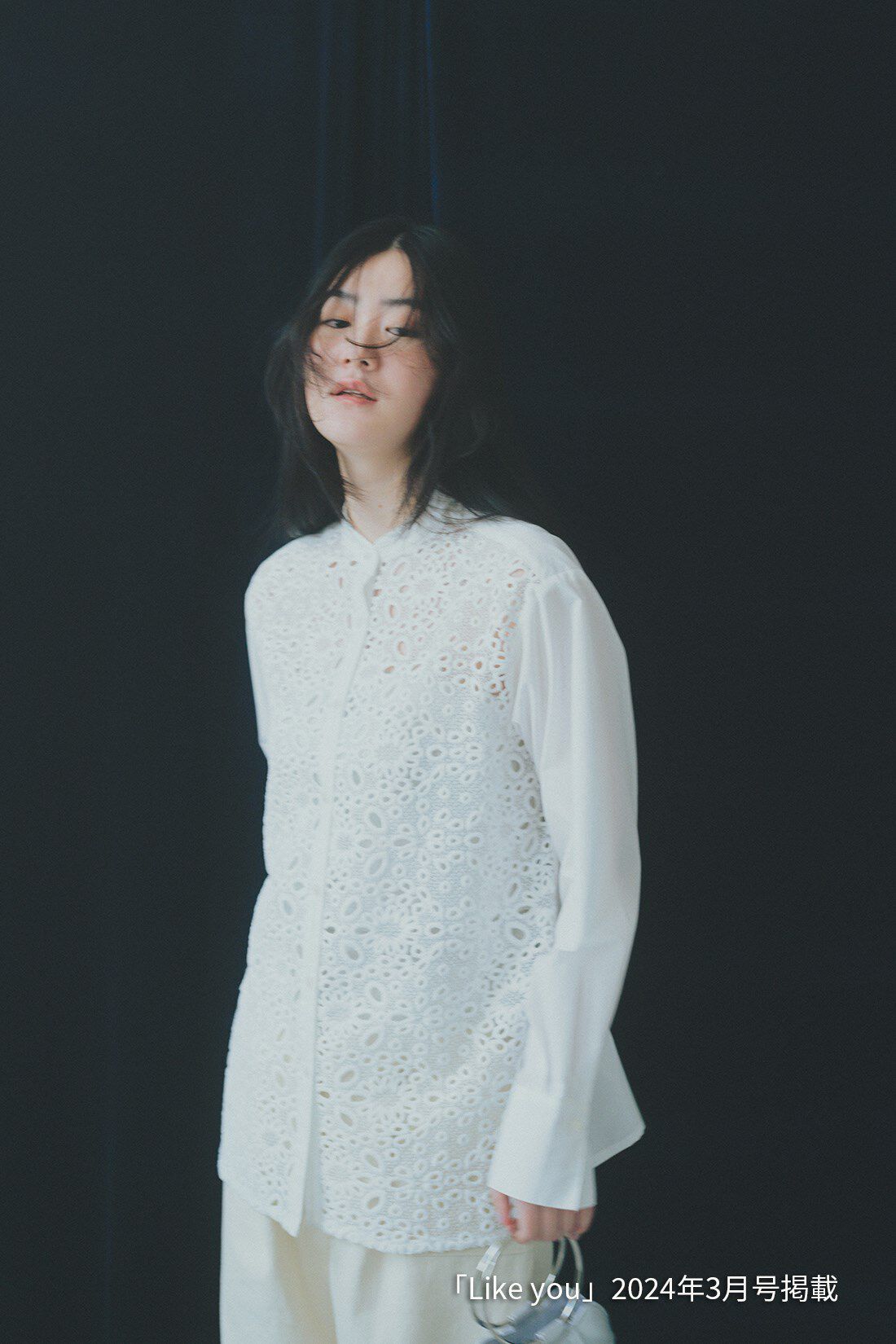 Live in  comfort|バンドカラーレースコンビシャツ〈ホワイト〉のコーディネート