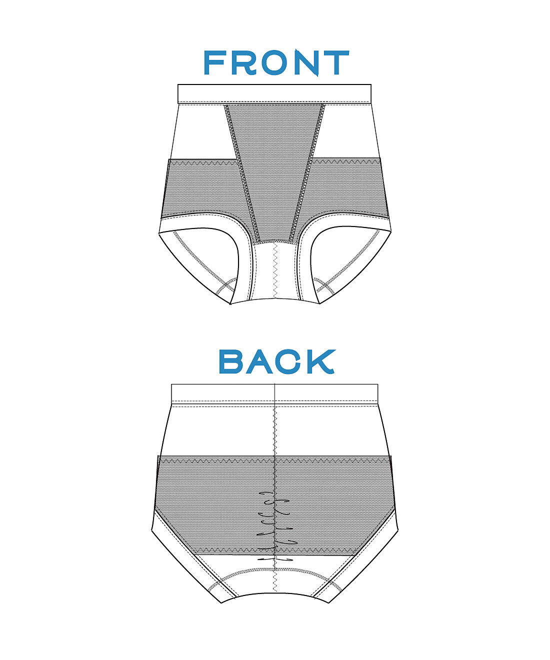 gokigen Lab.　綿混素材がうれしい　骨盤底筋サポート吸水ショーツ〈ベーシックカラー〉の会|ぐるりパワーネットが骨盤ベルトのように支えて、内側はフロントのパワーネットが引き上げサポート。