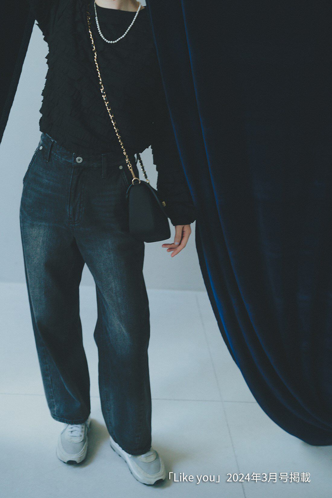 IEDIT|シープスキン遣い キルティング チェーン バッグ〈黒〉のコーディネート