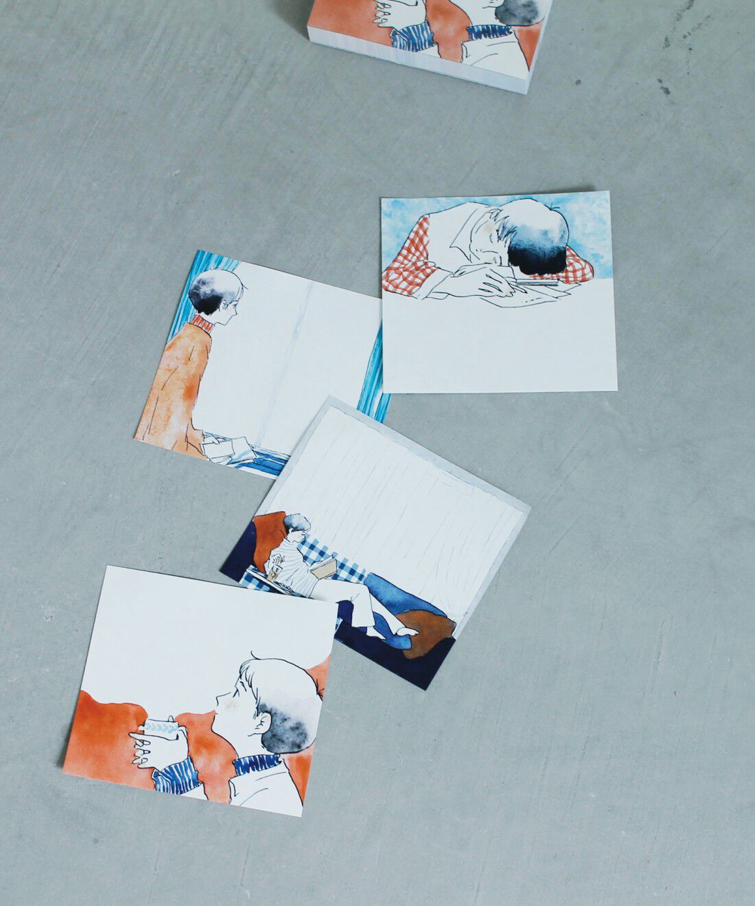 MonthlyBOX|このごろ meets 藤巻佐有梨　日々の想いをそっと書き留める　メモ文具セット|絵柄は4種類で各30枚入り。「なにを書こうかな？」と想像がふくらむようなイラストに心を奪われて、セット内容に選びました