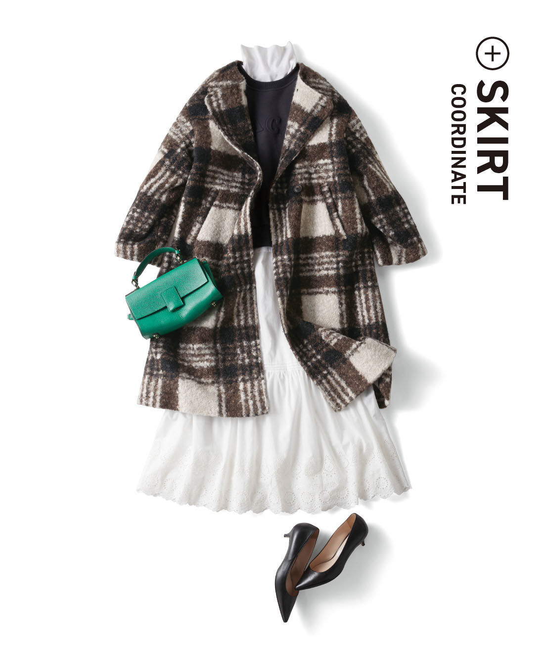 IEDIT|IEDIT[イディット]　チェックが印象的に着映える ノーカラーコート〈ブラウンチェック〉