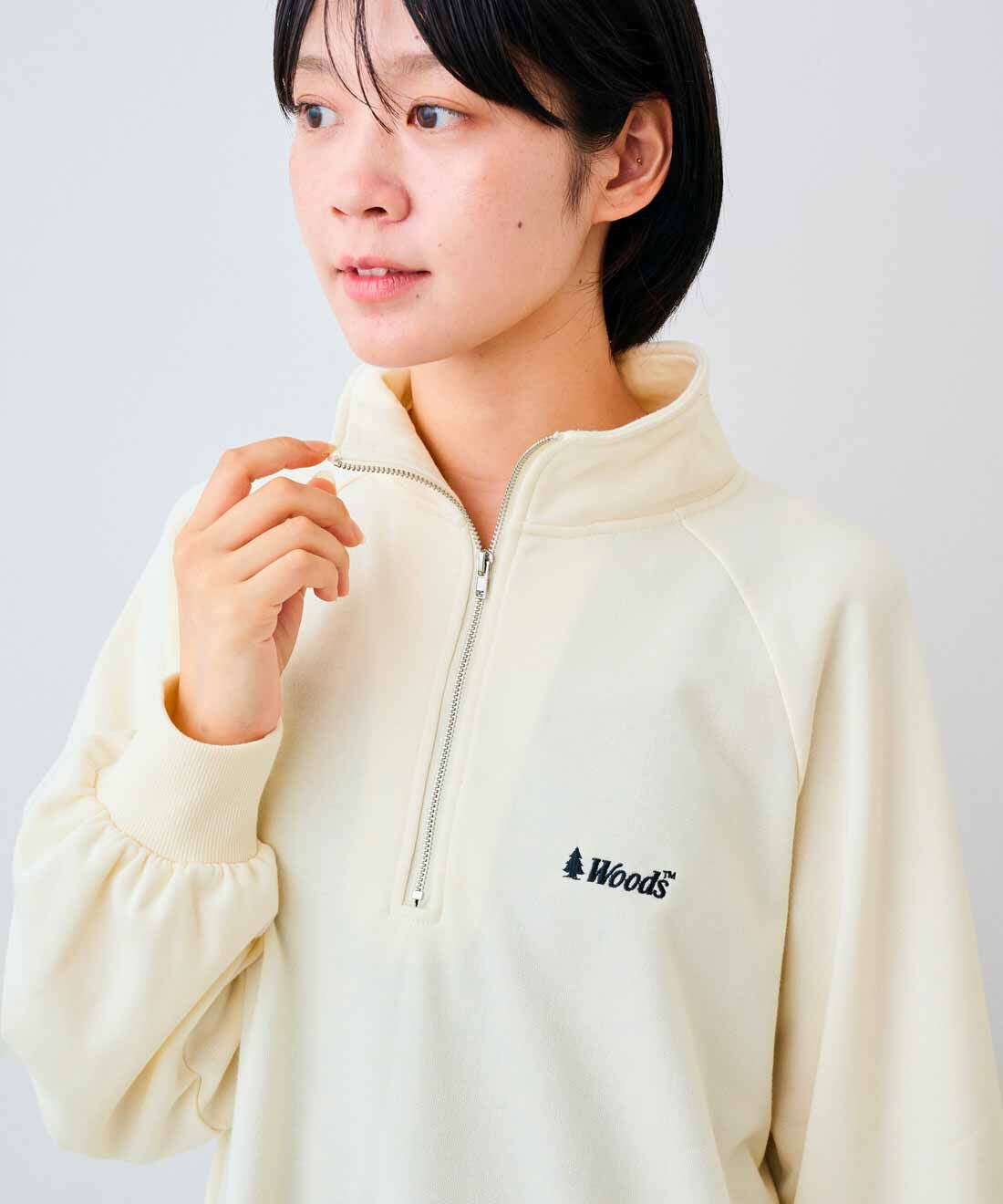 IEDIT|IEDIT[イディット]　WOODSコラボ ハーフジップ ラグランプルオーバー