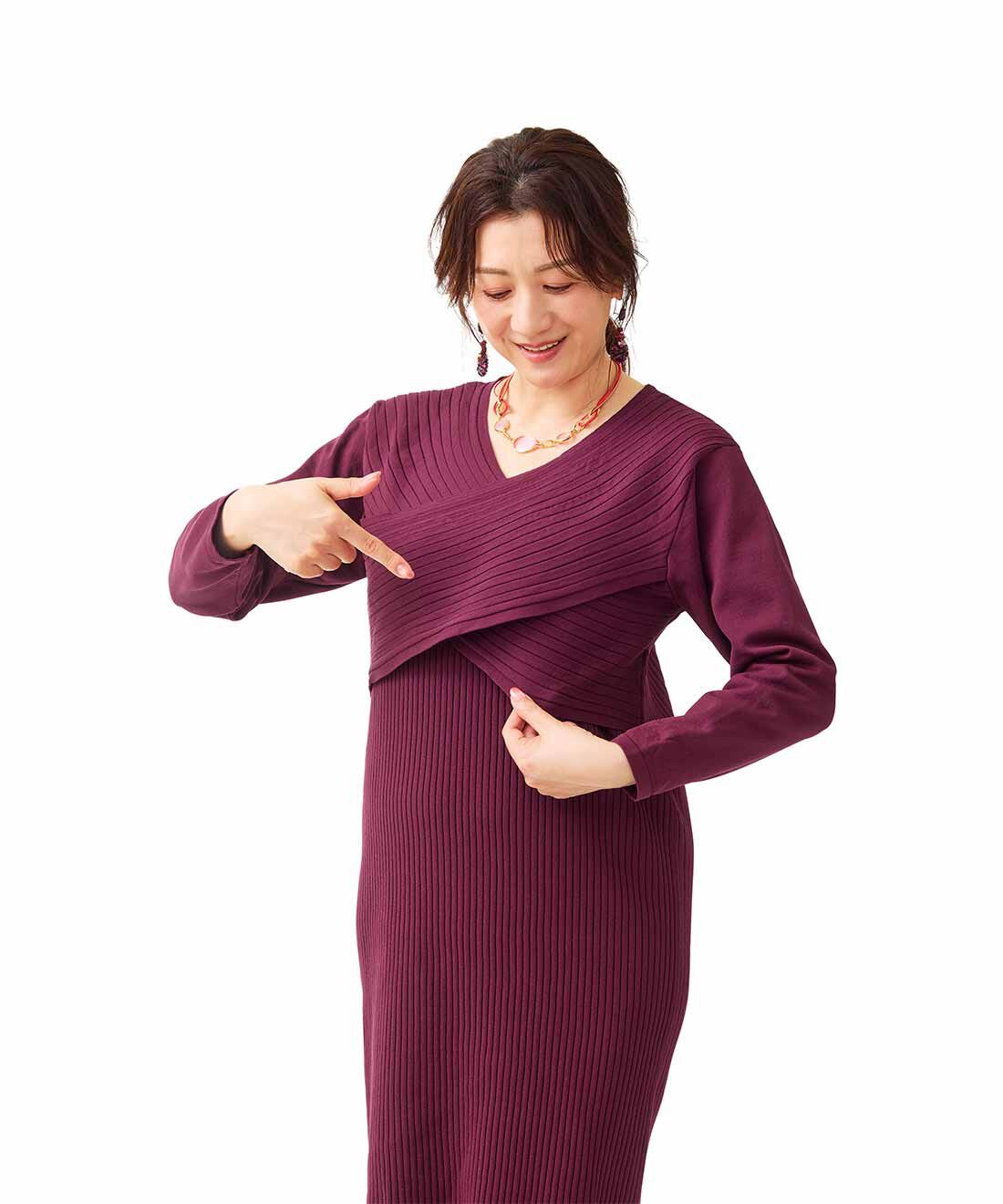 IEDIT|野々村友紀子さん&times;IEDIT[イディット]　ほめられること間違いない！ 気になるところはうまいこと隠す 女優気分な上品カシュクールニットワンピース|重なりあった前身ごろのラインでスタイルアップ！