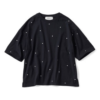 IEDIT［イディット］ | ハート ピース 刺しゅう Tシャツ by LOVE＆PEACE PROJECT 〈ブラック〉