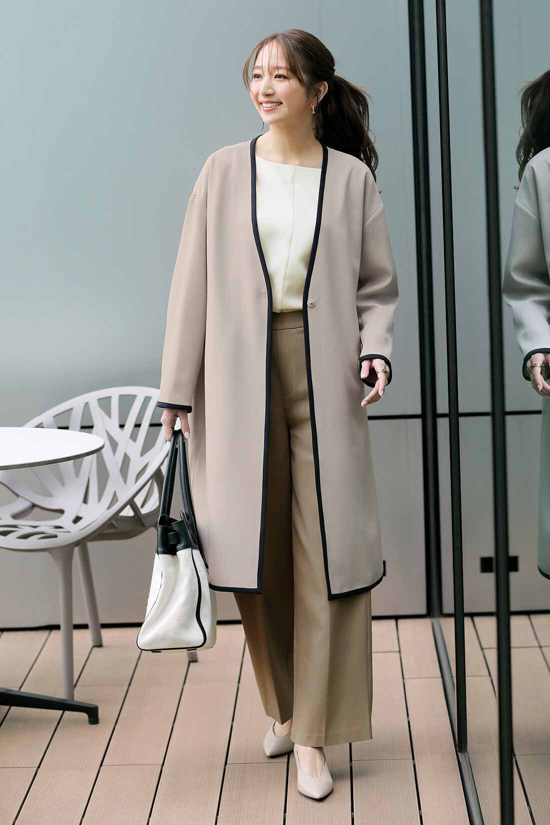 IEDIT［イディット］|セミワイド パンツ〈ベージュ〉のコーディネート