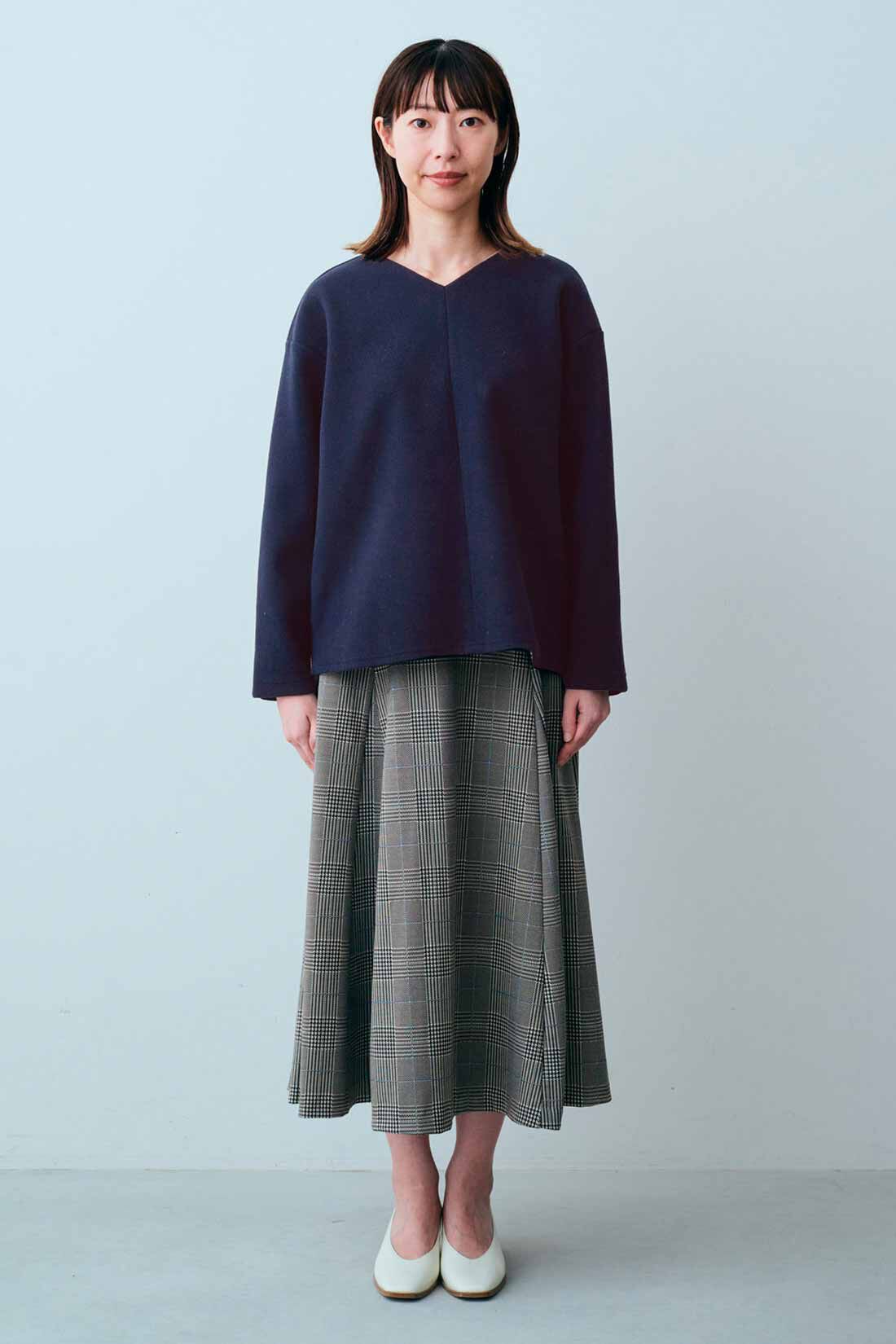 IEDIT|フレアー スカート 〈ライトグレー〉のコーディネート