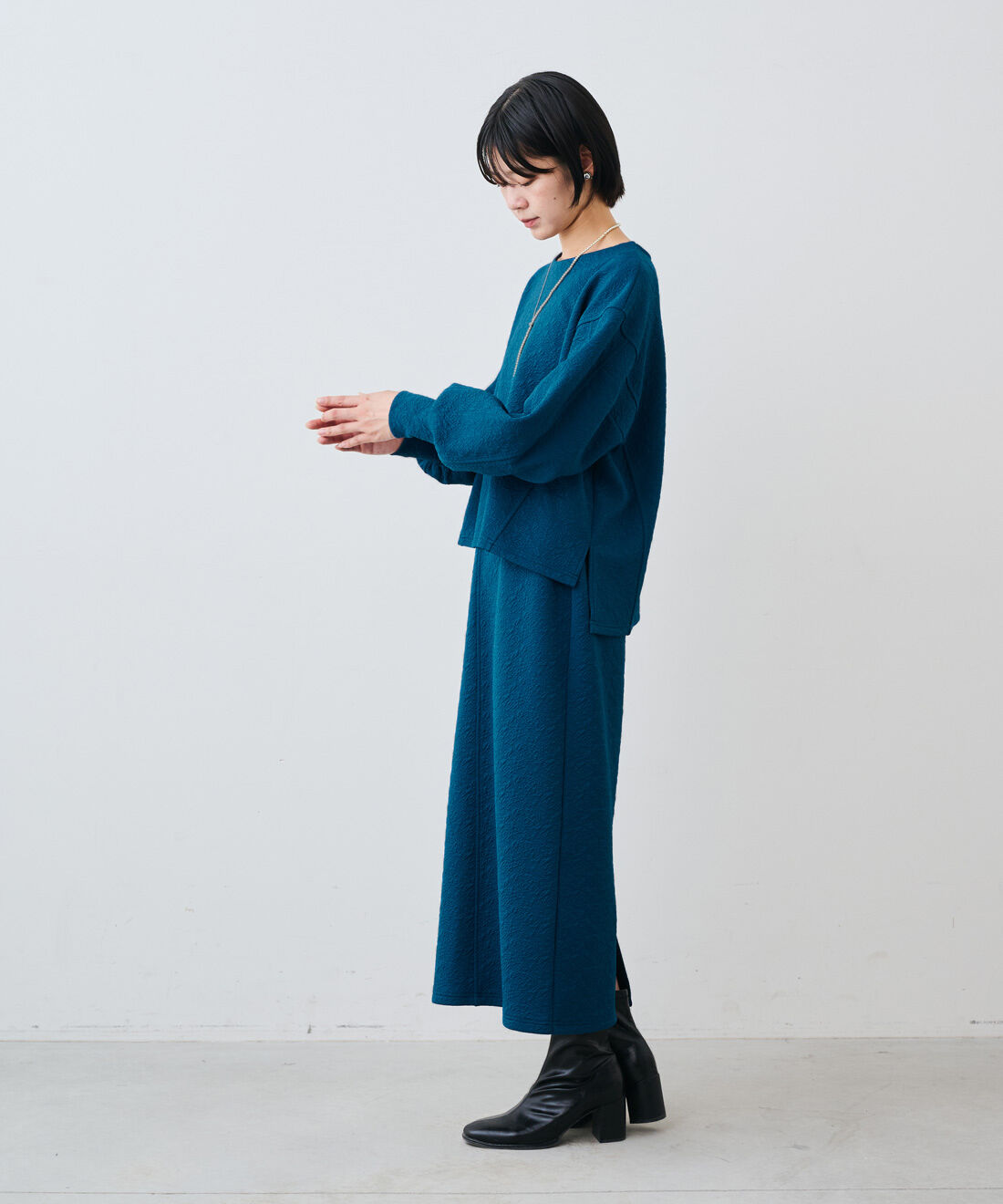 IEDIT［イディット］|IEDIT[イディット]　パーソナルスタイリスト・久野梨沙さんコラボ 似合わせメソッドが効く ふくれジャカードセットアップ（WEBサイズ）|モデル身長：163cm　着用サイズ：M