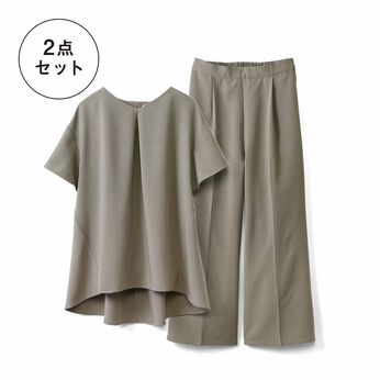 IEDIT［イディット］ | UVカット 接触冷感 抗菌防臭 セットアップ〈カーキグレー〉