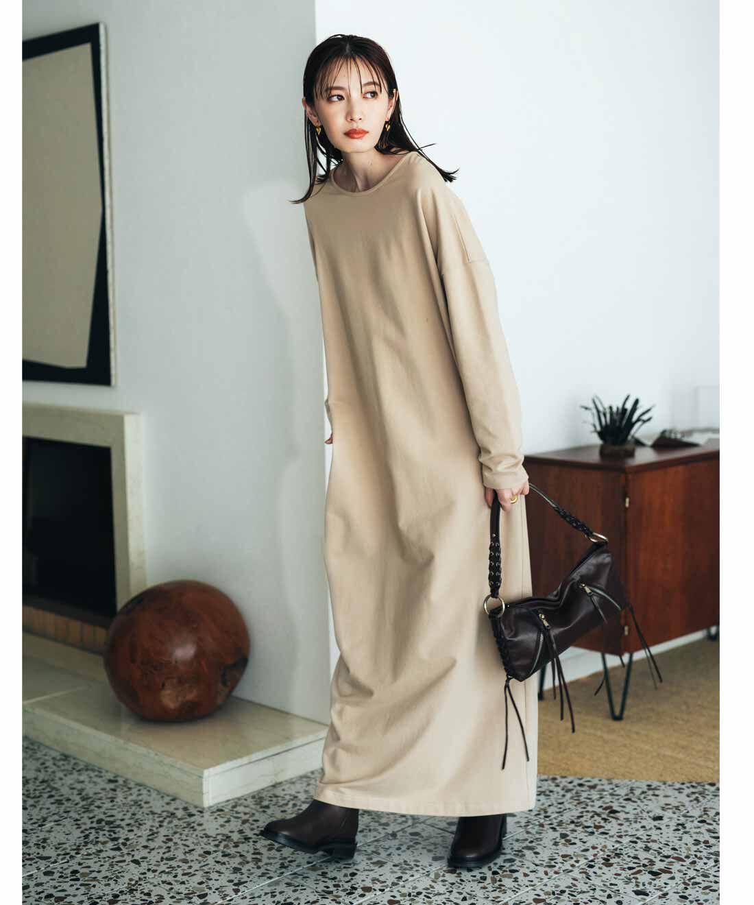 IEDIT|IEDIT[イディット]　きくちあつこさんコラボ Iラインマキシワンピース【コーデ買いキャンペーン】