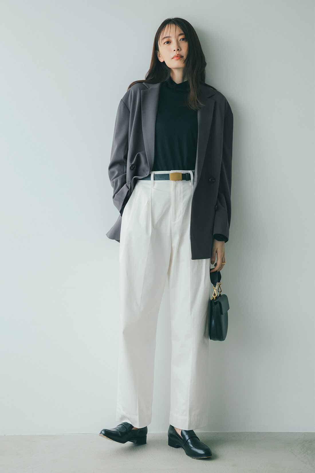 IEDIT|小森美穂子さんコラボ ゆるシルエット こなれ見え ジャケット〈チャコールグレー〉のコーディネート