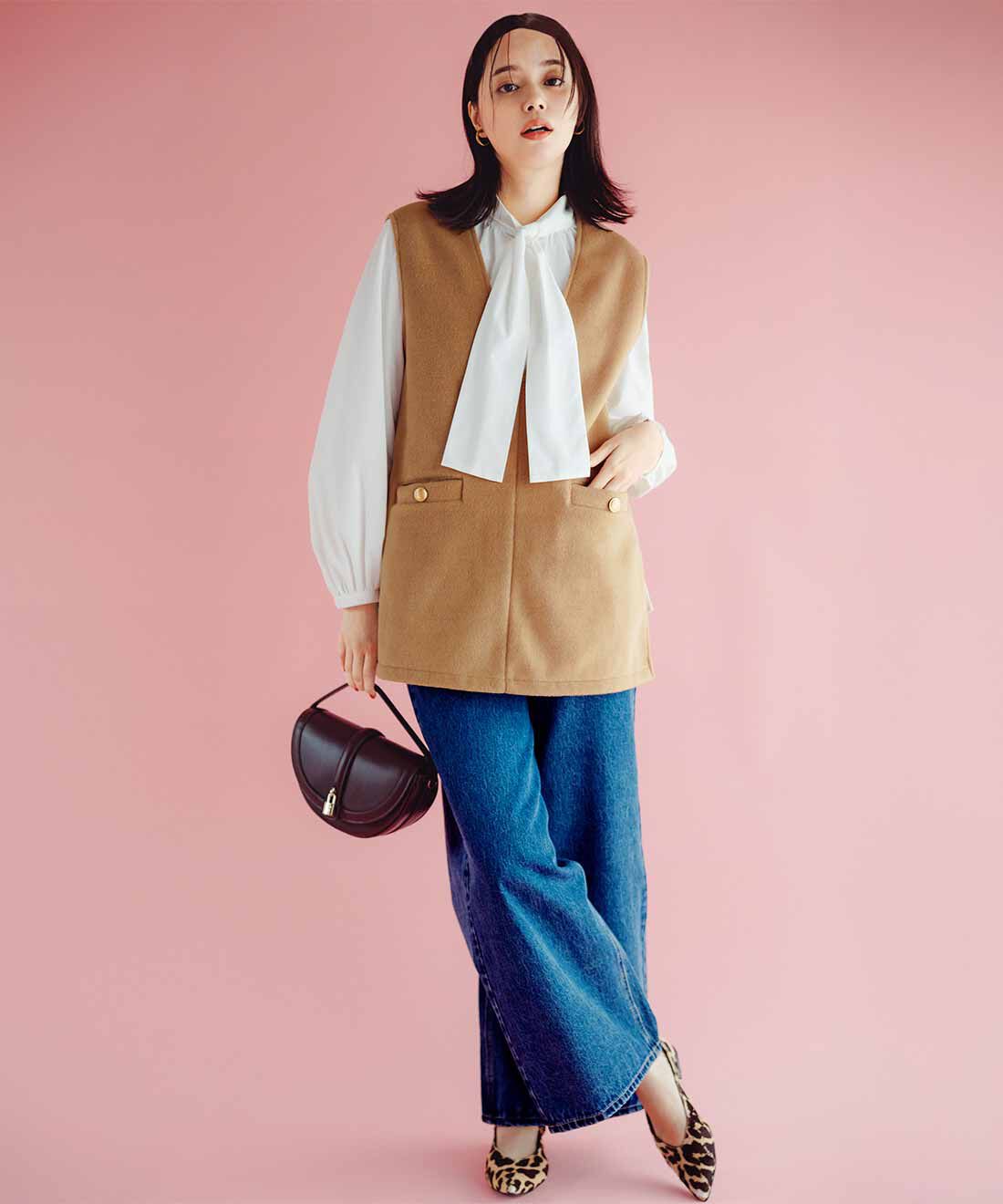 IEDIT|IEDIT[イディット]　ループ付きで簡単に華やぐ ボウタイブラウス