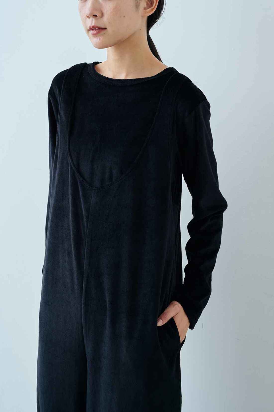 IEDIT|IEDIT[イディット]　きくちあつこさんコラボ ベロアロンパースセット〈ブラック〉