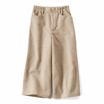 ウールライク 素材 クロップド ワイドパンツ〈ベージュ〉