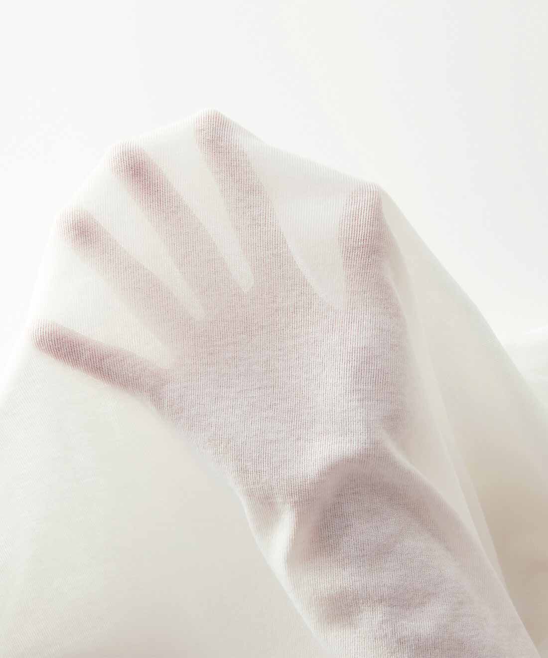 IEDIT|IEDIT[イディット]　2枚セットでレイヤードをたのしむ 綿100％のマイルドシアートップスの会|ほどよいシアー感とドライタッチが心地いい。繊細でくたっとやわらかい風合いのある生地感。肌になじむ綿100％の伸びやかなカットソー素材。