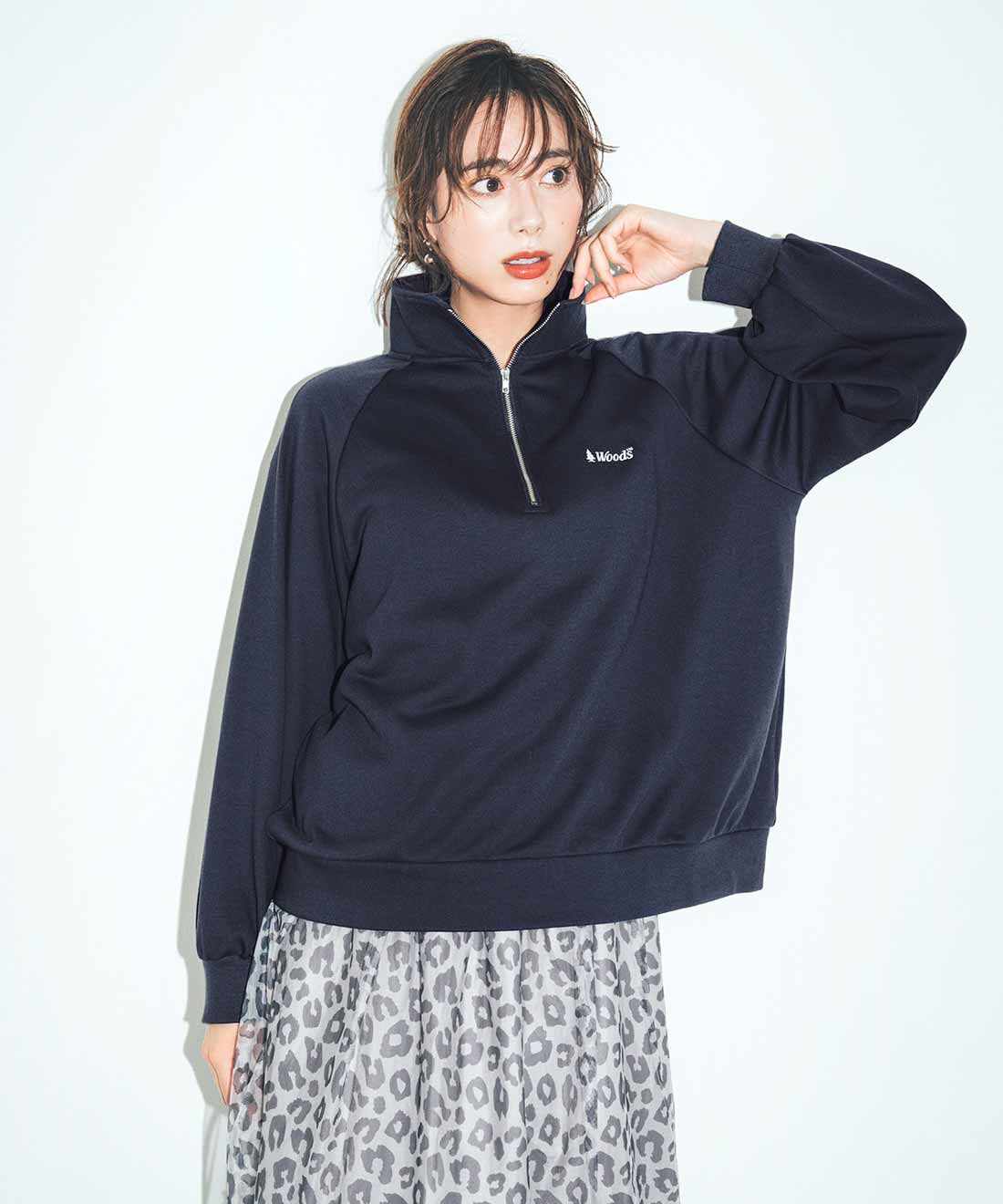 IEDIT|IEDIT[イディット]　WOODSコラボ ハーフジップ ラグランプルオーバー
