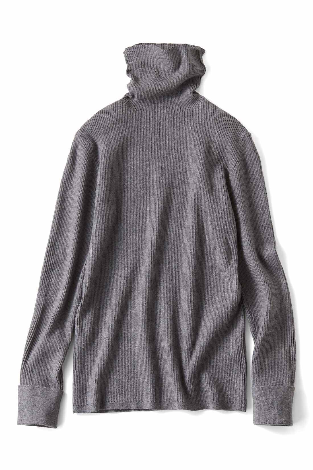 IEDIT［イディット］|IEDIT[イディット]　マシンウォッシャブルがうれしい きほんのハイネックリブニットトップスの会|グレー