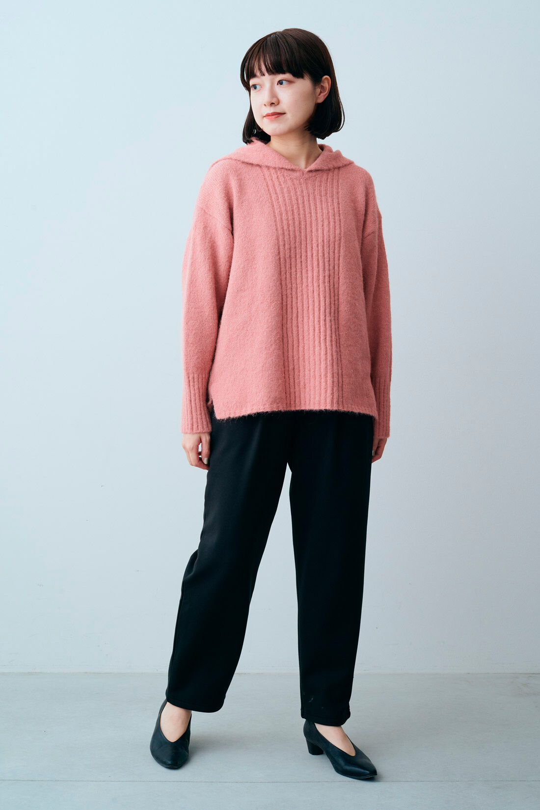 IEDIT［イディット］|IEDIT[イディット]　うっとりあたたか すっきり見えて伸びやかなマシュマリッチゆるテーパードパンツ|モデル身長：163cm　着用サイズ：M